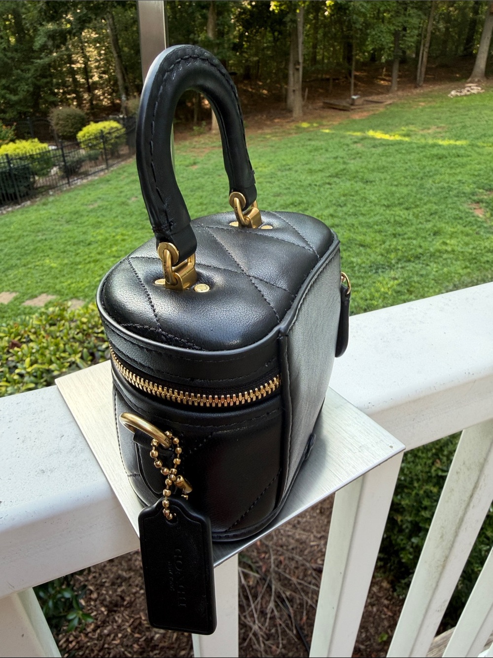 Coach NWT  Black Quilted Leather Trail Mini Crossbody Bag with Gold Hardware - Picture 5 of 14